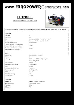 Benzinski generatori struje Europower EP12000E (S)