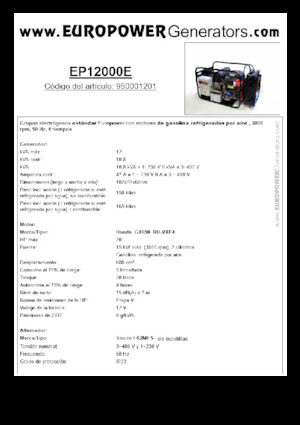 Benzinski generatori struje Europower EP12000E (S)