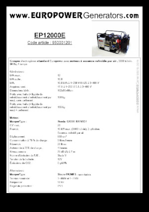 Benzinski generatori struje Europower EP12000E (S)