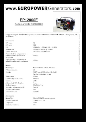 Benzinski generatori struje Europower EP12000E (S)