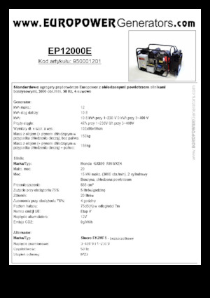 Benzinski generatori struje Europower EP12000E (S)