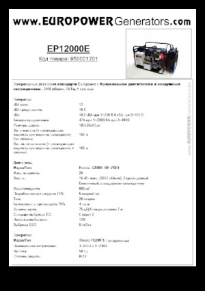 Benzinski generatori struje Europower EP12000E (S)