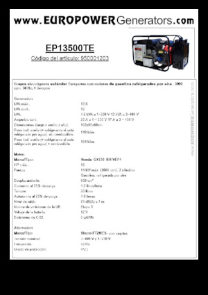 Benzinski generatori struje Europower EP13500TE (S)