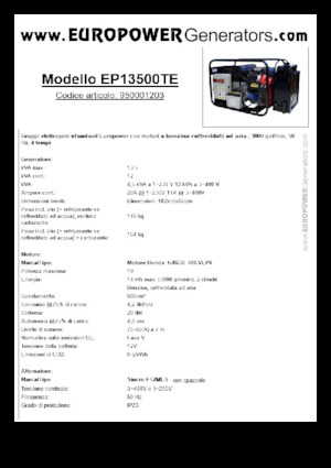 Benzinski generatori struje Europower EP13500TE (S)