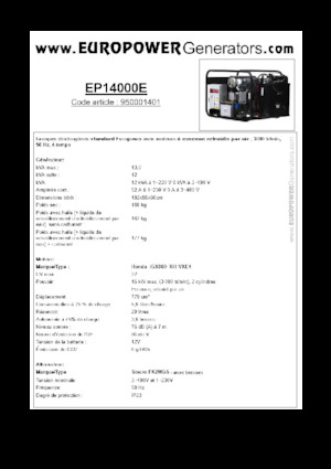 Benzinski generatori struje Europower EP14000E (S)