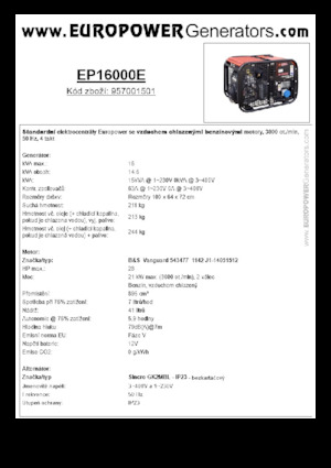 Benzinski generatori struje Europower EP16000E (S)