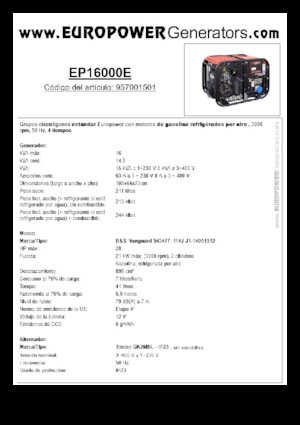 Benzinski generatori struje Europower EP16000E (S)