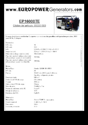 Benzinski generatori struje Europower EP16000TE (S)
