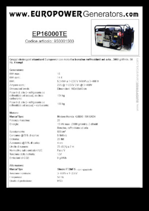 Benzinski generatori struje Europower EP16000TE (S)