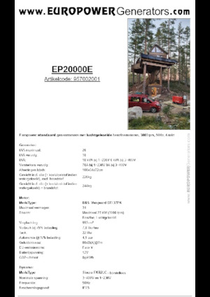 Benzinski generatori struje Europower EP20000E (S)