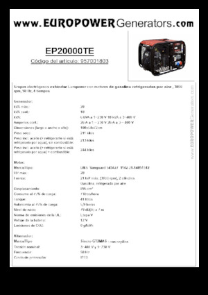 Benzinski generatori struje Europower EP20000TE (S)