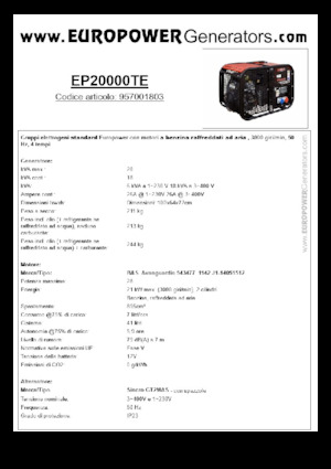 Benzinski generatori struje Europower EP20000TE (S)