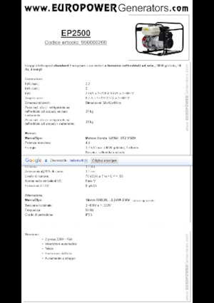 Benzinski generatori struje Europower EP2500 (S)