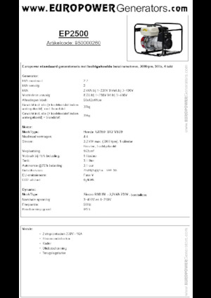 Benzinski generatori struje Europower EP2500 (S)