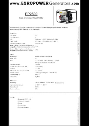 Benzinski generatori struje Europower EP2500 (S)