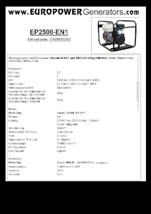 Benzinski generatori struje Europower EP2500-EN1 (S)