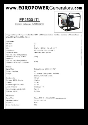 Benzinski generatori struje Europower EP2500-EN1 (S)