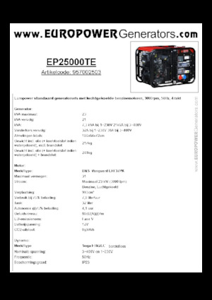 Benzinski generatori struje Europower EP25000TE (S)