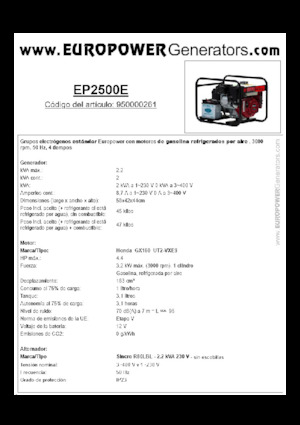 Benzinski generatori struje Europower EP2500E (S)