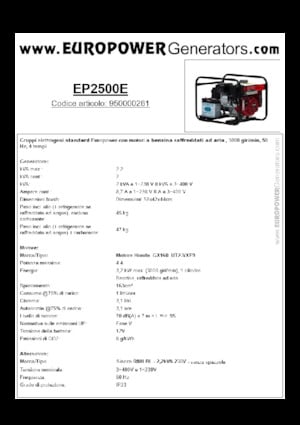 Benzinski generatori struje Europower EP2500E (S)