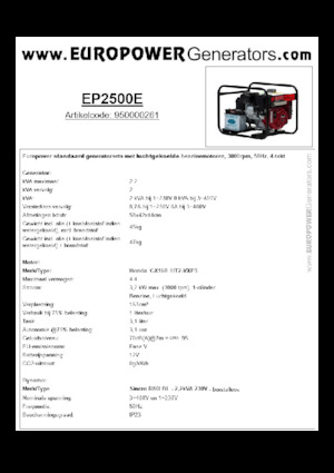 Benzinski generatori struje Europower EP2500E (S)
