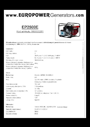 Benzinski generatori struje Europower EP2500E (S)