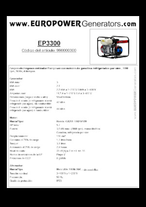 Benzinski generatori struje Europower EP3300 (MA)