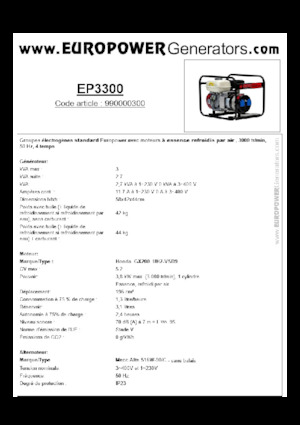 Benzinski generatori struje Europower EP3300 (MA)