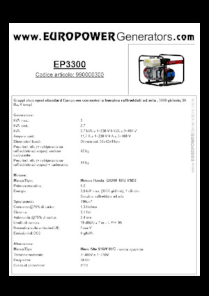 Benzinski generatori struje Europower EP3300 (MA)