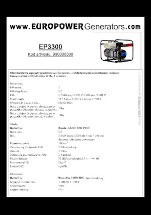 Benzinski generatori struje Europower EP3300 (MA)