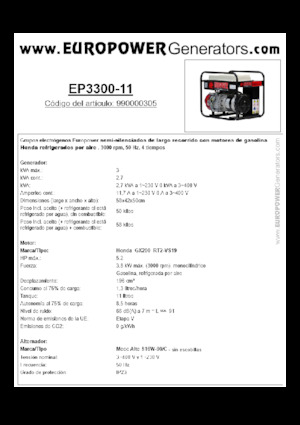 Benzinski generatori struje Europower EP3300-11 (MA)