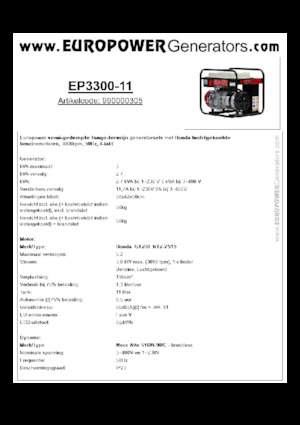 Benzinski generatori struje Europower EP3300-11 (MA)