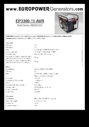 Benzinski generatori struje Europower EP3300-11-AVR (MA)