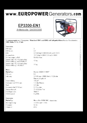 Benzinski generatori struje Europower EP3300-EN1 (MA)