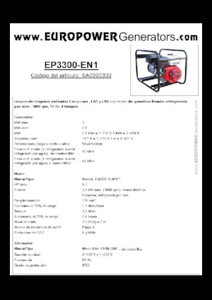 Benzinski generatori struje Europower EP3300-EN1 (MA)