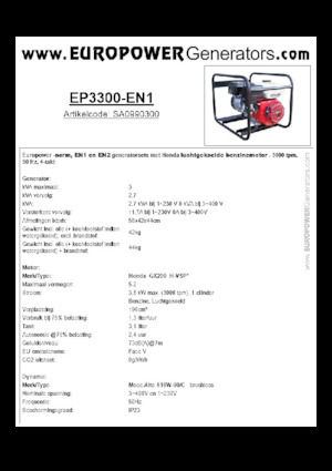Benzinski generatori struje Europower EP3300-EN1 (MA)