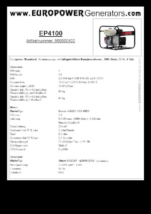 Benzinski generatori struje Europower EP4100 (S)