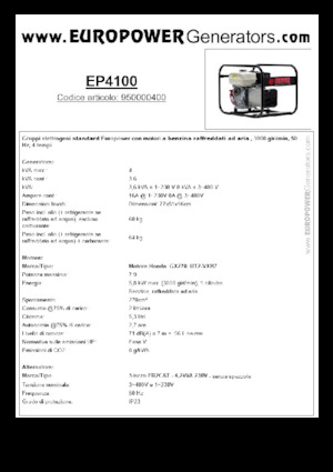 Benzinski generatori struje Europower EP4100 (S)