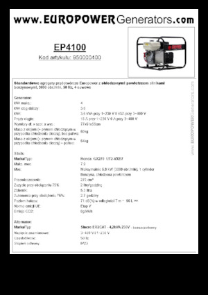Benzinski generatori struje Europower EP4100 (S)