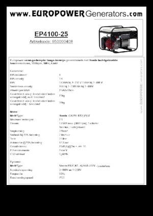 Benzinski generatori struje Europower EP4100-25 (S)