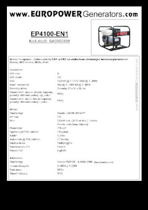 Benzinski generatori struje Europower EP4100-EN1 (S)