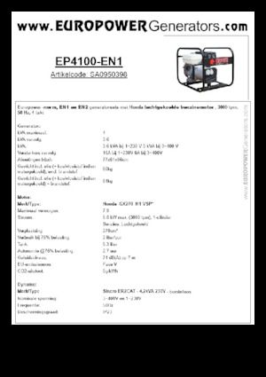 Benzinski generatori struje Europower EP4100-EN1 (S)