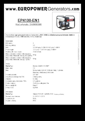 Benzinski generatori struje Europower EP4100-EN1 (S)