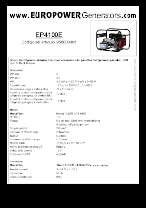 Benzinski generatori struje Europower EP4100E (S)