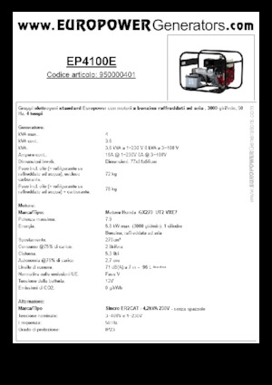 Benzinski generatori struje Europower EP4100E (S)