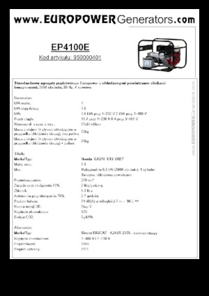 Benzinski generatori struje Europower EP4100E (S)