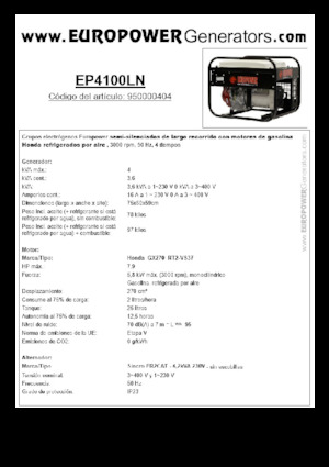 Benzinski generatori struje Europower EP4100LN (S)