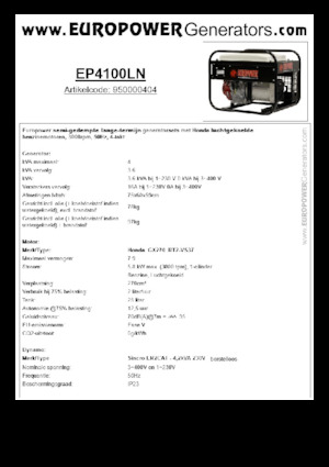 Benzinski generatori struje Europower EP4100LN (S)