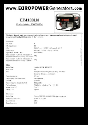 Benzinski generatori struje Europower EP4100LN (S)