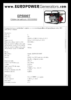 Benzinski generatori struje Europower EP5000T (S)